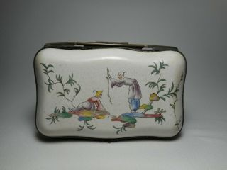 18th C.  Veuve Perrin French Faience Tin Glazed Hand Painted Hinged Dresser Box 3