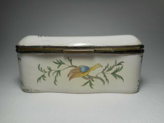 18th C.  Veuve Perrin French Faience Tin Glazed Hand Painted Hinged Dresser Box 5