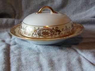 Noritake 175 Covered Butter Dish With Insert Pattern 16034 Christmas Ball Reduce