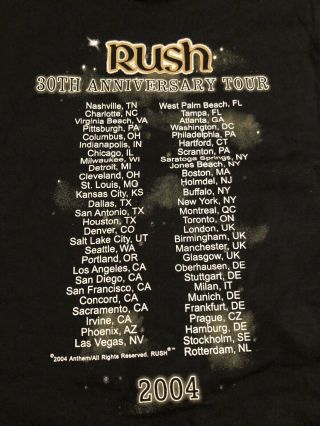 Rush 30th Anniversary 2004 Tour Shirt Size Large 4