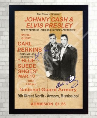 Elvis Presley And Johnny Poster Vintage Signed Framed Photo Print Reprint Poster