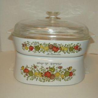 Corning Ware Spice Of Life A - 84 - B And A - 10 - B Casseroles W Dome Lid A - 12 - C