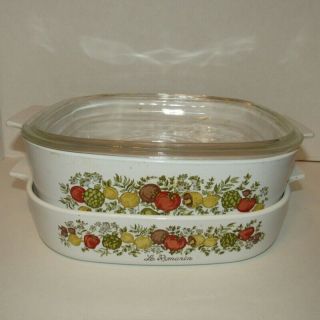 Corning Ware Spice Of Life A - 84 - B and A - 10 - B Casseroles w Dome Lid A - 12 - C 2