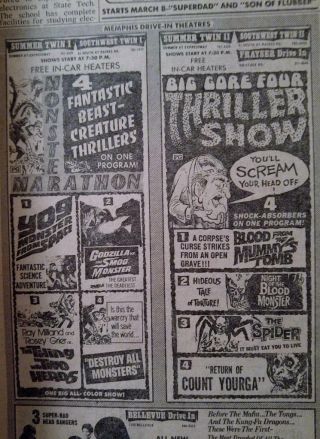 Mar 1,  1974 Newspaper J5200 - Big Gore Four Thriller Show - Monster Marathon