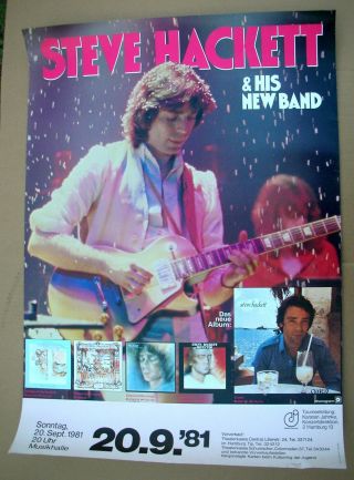Steve Hackett Genesis Cured German Tour Promo Poster Vg,  1981 Classic