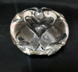 Signed Steuben Crystal Turtle Doves Heart Hand Cooler Paperweight Sculpture