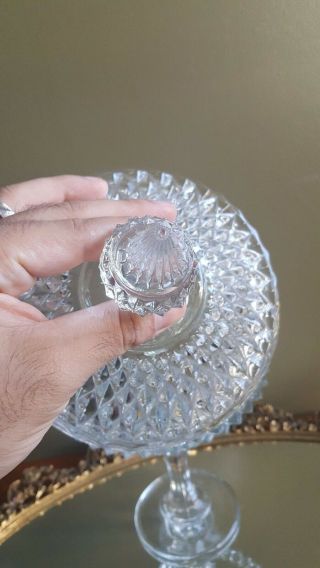 Vintage Clear Indiana Glass Covered Candy Dish 11.  5 