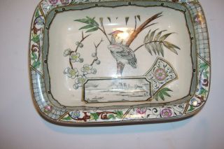 Antique Square Dish w/Birds & Scenes - AESTHETIC Transferware Ironstone 2