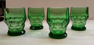 Vintage Set Of 4 Georgian Forest Green 9 Oz Tumblers By Anchor Hocking