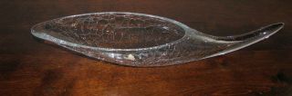 Blenko Clear Hand Blown Crackle Glass Cornucopia Horn Of Plenty 16.  5 " Art Glass