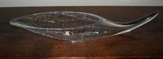 Blenko Clear Hand Blown Crackle Glass Cornucopia Horn Of Plenty 16.  5 