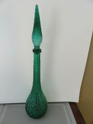 Vintage 22 Inch Empoli Italy Mcm Green Bubble Genie Bottle As Found