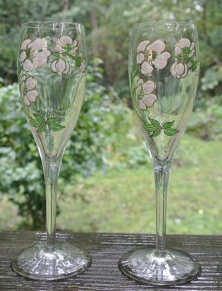 Two Fluted Champagne Perrier Jouet Champagne Glasses Made In France