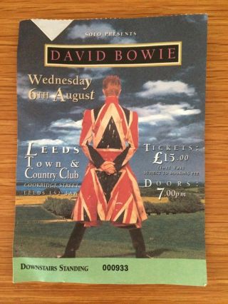 David Bowie - Earthling Tour Ticket Stub (uk) (ticket Number 000933)