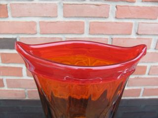 A VINTAGE EARLY 1960 ' S SIGNED Blenko ART GLASS WAYNE HUSTED TANGERINE VASE 3