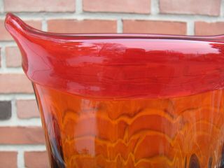 A VINTAGE EARLY 1960 ' S SIGNED Blenko ART GLASS WAYNE HUSTED TANGERINE VASE 6