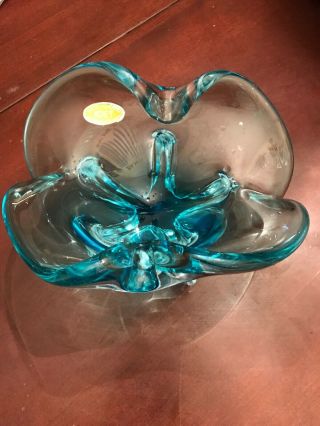 Vintage Form Blue Murano Glass Candy Nut Tinket Dish Ashtray
