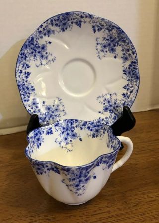 Vintage Shelley Bone China Dainty Blue Tea Cup And Saucer Discontinued