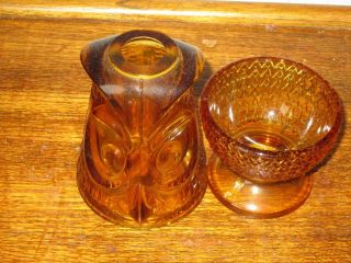 VIKING GLASS AMBER OWL FAIRY CANDLE LIGHT - CANDLE LAMP 2