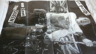 Large Vintage Poster Sex Pistols Johnny Rotten - 86 Cm By 62 Cm Creased