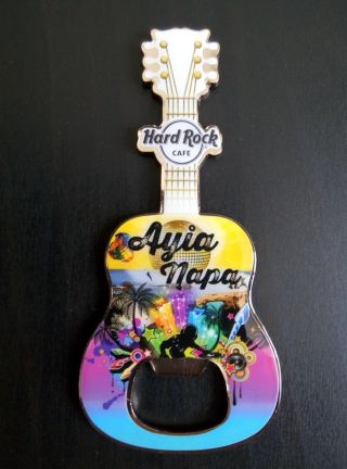 Hard Rock Cafe Ayia Napa Guitar Bottle Opener Fridge Magnet Cyprus Hrc Le