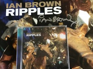 Ian Brown Ripples Cd And Hand Signed Poster Stone Roses Autographed