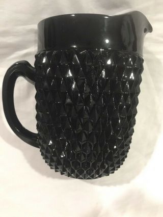 Vintage Indiana Glass Black Amethyst Tiara Diamond Hobnail Water Pitcher