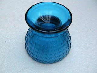 Viking Blue Glass Owl Fairy Lamp Light Bottom Base Only Candle Holder Vintage 2