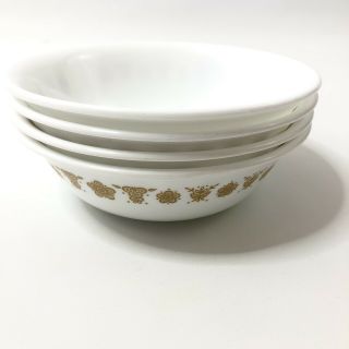 Set Of 4 Vintage Corelle Butterfly Gold Cereal Bowls