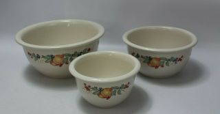 Set Of 3 Corelle Coordinates Abundance Stoneware Nesting Mixing Bowls 1,  2,  3qt