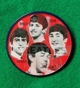 1964 " The Beatles " John,  Paul,  Ringo & George Vari Vue Flicker Pinback Button