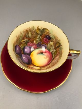 Aynsley England Tea Cup And Saucer Orchard Fruits Signed D.  Jones
