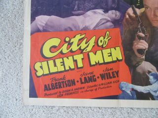 CITY OF SILENT MEN 1942 HLF SHT MOVIE POSTER FLD FRANK ALBERTSON VG 4