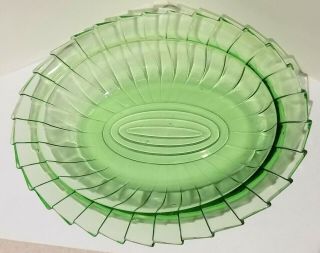 Jeannette Glass,  Pinwheel - Sierra Depression Green Oval Serving Bowl,  Lqqk