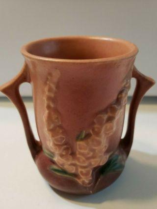 Antique Roseville Art Pottery Pink Foxglove Double - Handled Vase 42 - 4 "