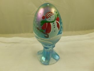 Vintage Fenton Glass Iridescent Hand Painted Christmas Egg Ltd Ed Signed Number