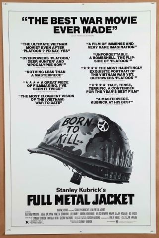 Stanley Kubrick Full Metal Jacket 1987 Movie Review Poster 27x41 Very Good