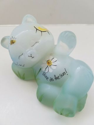Fenton Bear Hand Painted Opalescent Inspirational Quote By S.  Stephans