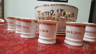Vintage Tom & Jerry Punch Bowl And 8 Mugs