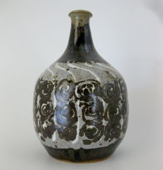 Studio Art Pottery Weed Pot Bottle Vase Signed Toshi Mid Century Modern