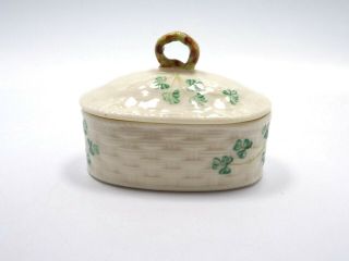 Belleek Ireland Porcelain Shamrock Lidded Trinket Box