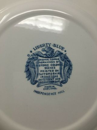 Set of 6 Vintage Liberty Blue Dinner Plates Independence Hall Ironstone 4