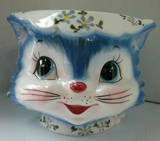 Vintage Lefton Miss Priss Kitty Cat Cookie Jar Marked 1502 Flower Pot No Lid