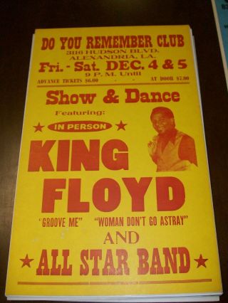 King Floyd Do You Remember Club Louisiana Show Poster 14 X 22 1980s