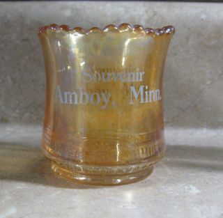Antique Souvenir Toothpick Holder Amboy Minn Mn Carnival Glass