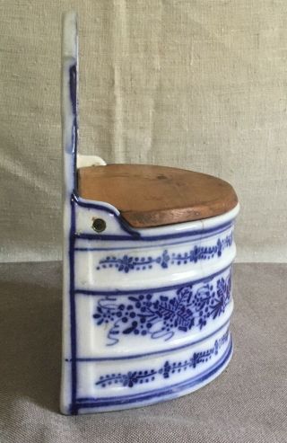Antique Hanging Porcelain Blue/White SALT/SALZ box - Germany Annaburg 1874 - 1923 3