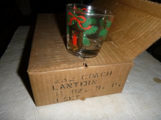 Vintage Highball Washington Co Glasses Coach Lantern Gold Christmas In Orig Box