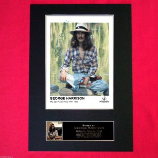 George Harrison The Beatles Signed Autograph Mounted Photo Re - Print A4 172