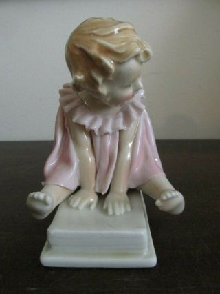 Vintage Karl Ens Volkstedt Germany Porcelain Figurine Little Girl In Pink Dress 2