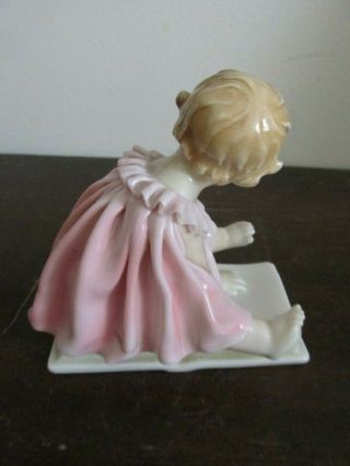 Vintage Karl Ens Volkstedt Germany Porcelain Figurine Little Girl In Pink Dress 6